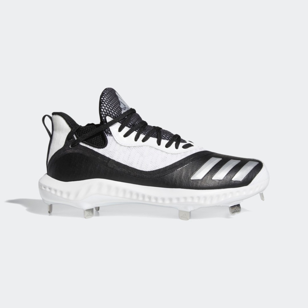 new mens 10 ADIDAS ICON V BOUNCE iced out METAL BASEBALL CLEATS black/white